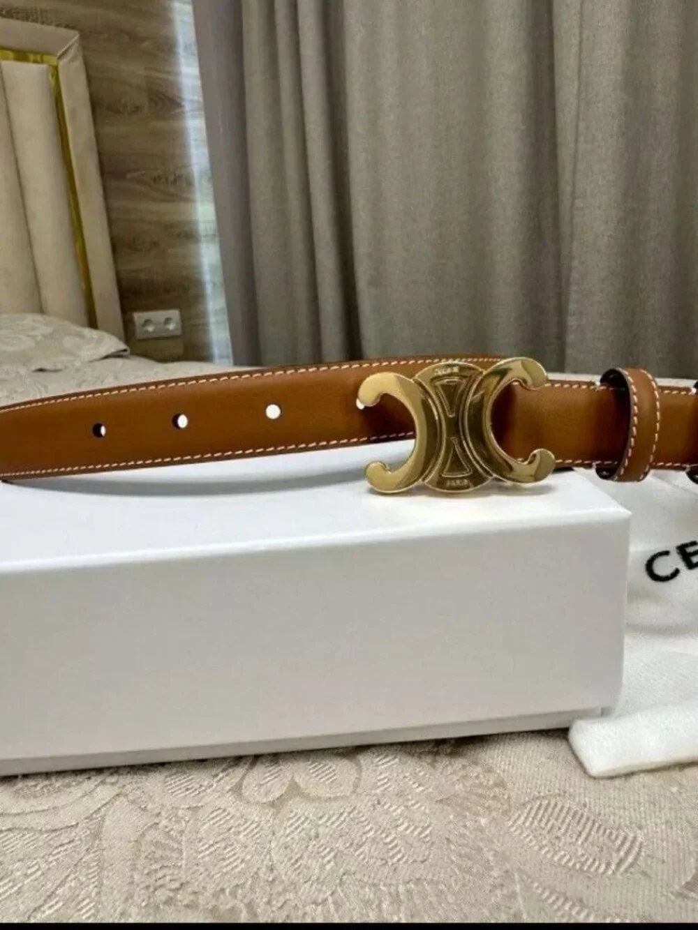 CELINE Women's Tan and Brown Belt - Picture 4 of 7
